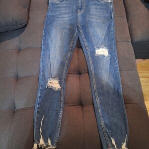 Distressed Blue Jeans